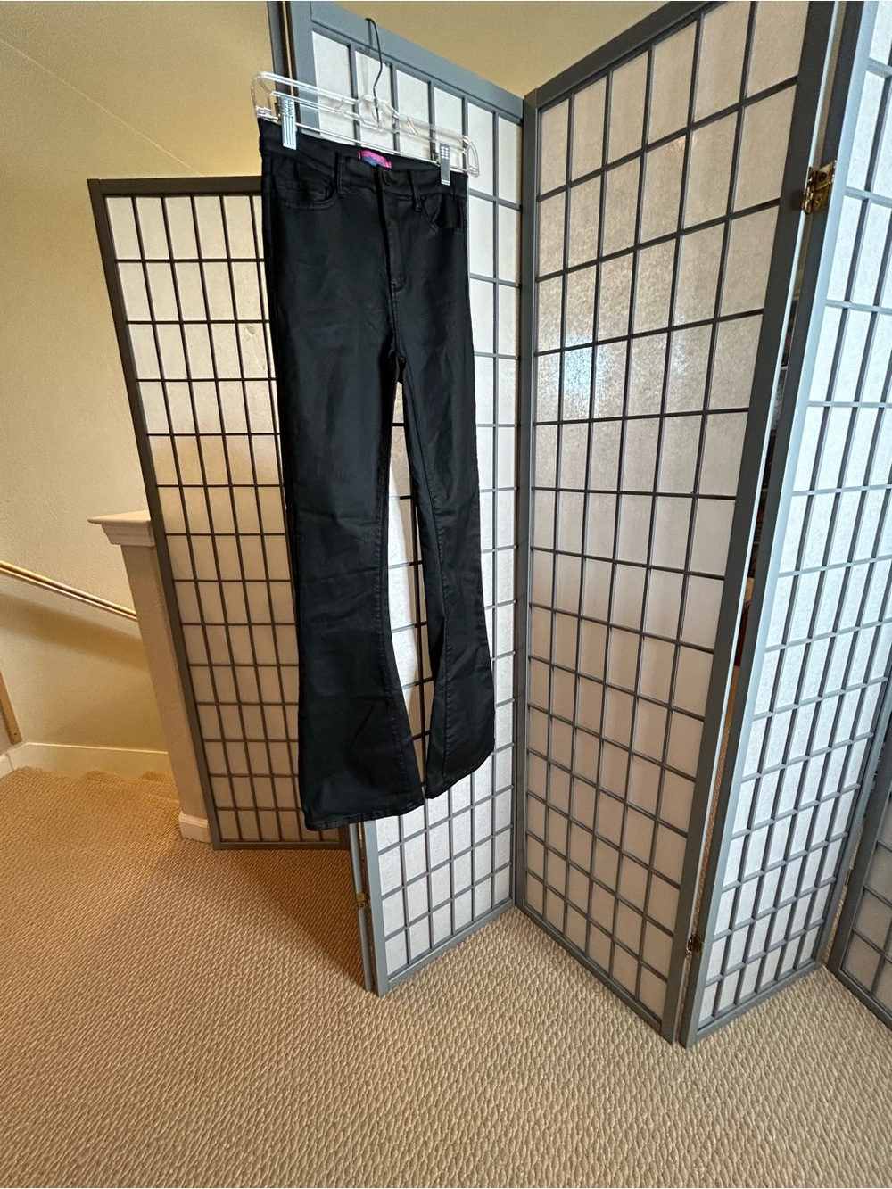 Edikted Black Women's Flare Pleather Pants - Slim Fit